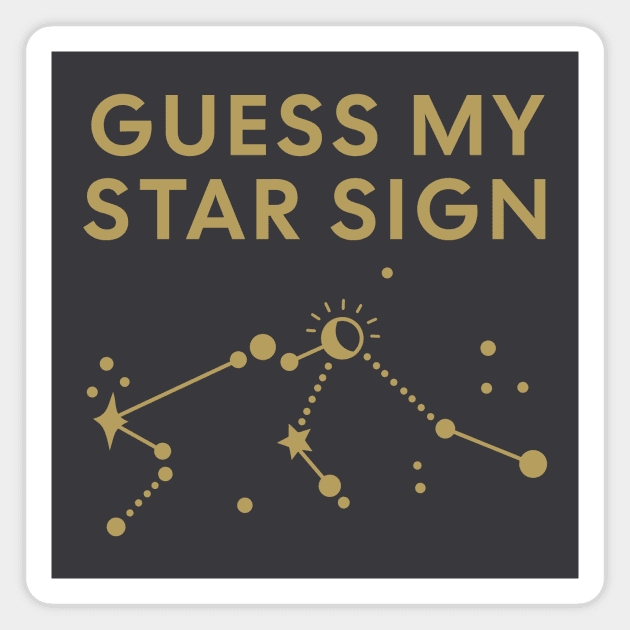 Guess My Star Sign – Aquarius Zodiac, Astrology Constellation - Antique Gold Print Magnet by Designed By Marty